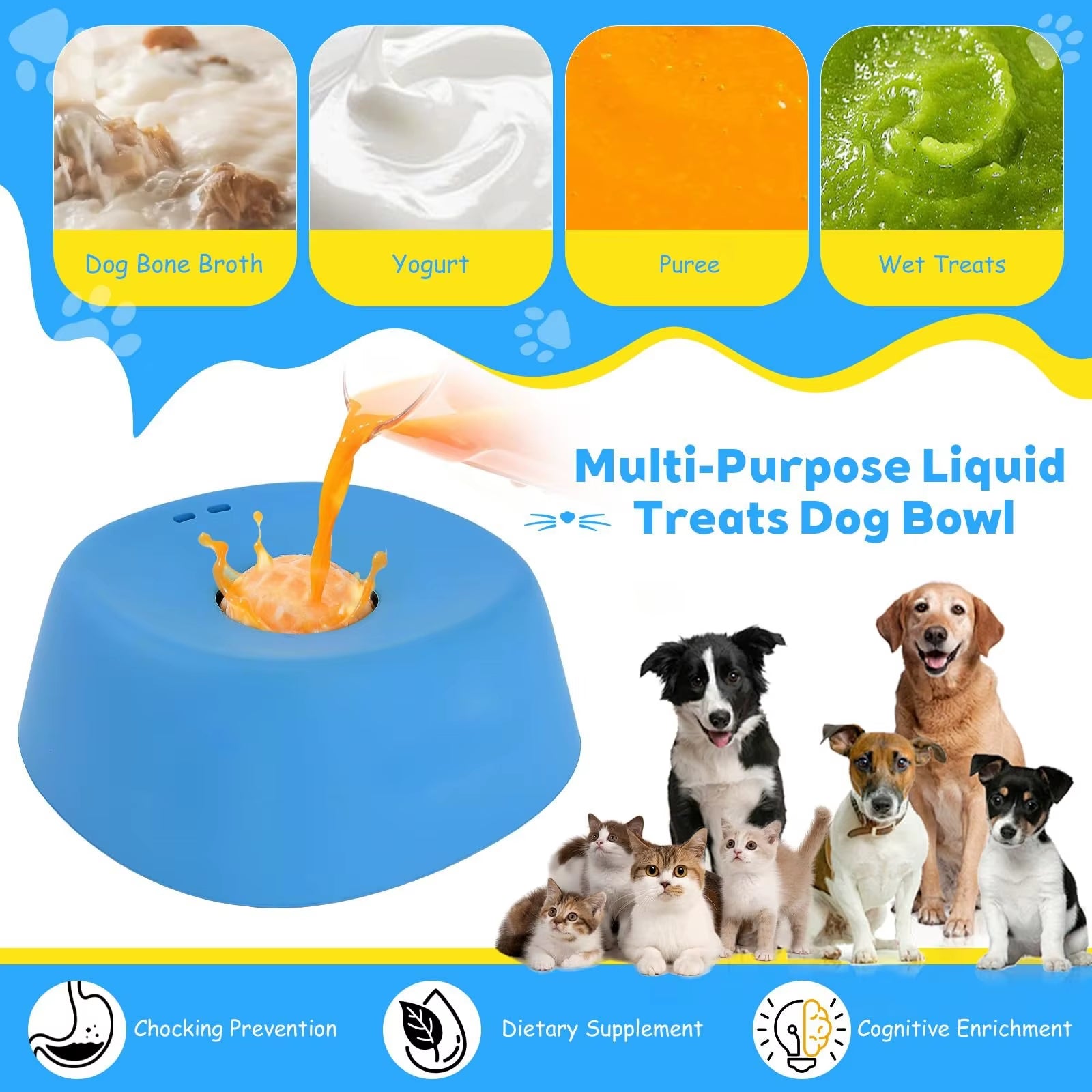 Dog Liquid Lick Bowl Pet Slow Feeder Non-Slip Spherical Dog Licking Bowl Food-Grade Safe